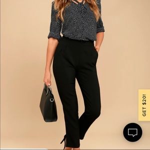 Lulu’s Kick it Black Trouser Pants, Size M